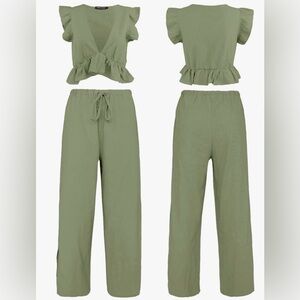 Olive Green Women's Two-Piece Set